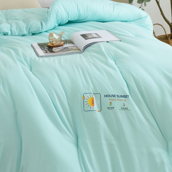 91家纺网 家纺一手货源 找家纺 德芙素色简约日式水洗棉被芯整张仿丝棉春秋被保暖冬被包质检 竹青色Bamboo Cyan