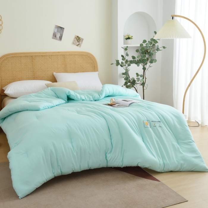91家纺网 家纺一手货源 找家纺 德芙素色简约日式水洗棉被芯整张仿丝棉春秋被保暖冬被包质检 竹青色Bamboo Cyan