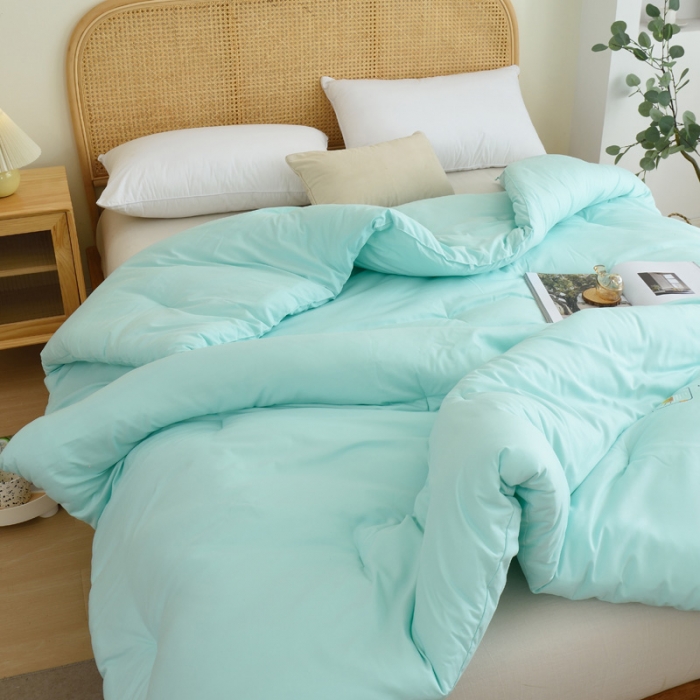 91家纺网 家纺一手货源 找家纺 德芙素色简约日式水洗棉被芯整张仿丝棉春秋被保暖冬被包质检 竹青色Bamboo Cyan