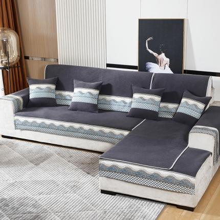 千逸虹 2024新款加厚柔软防滑金粒绒沙发垫 深灰