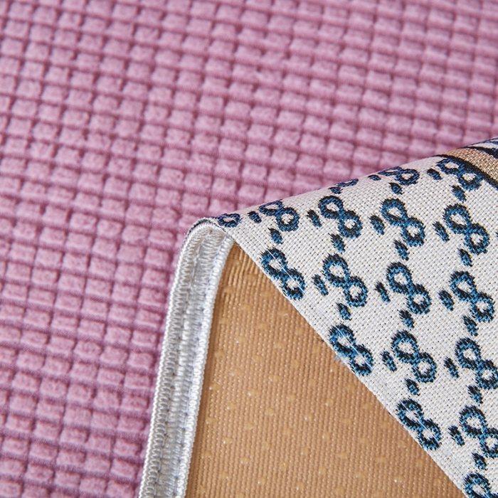 91家纺网 家纺一手货源 找家纺 千逸虹 2024新款加厚柔软防滑金粒绒沙发垫 淡粉