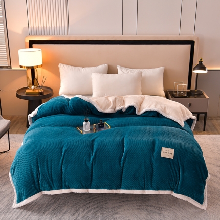 91家纺网 家纺一手货源 找家纺 法澳 2024新款牛奶绒夹棉床笠可搭配被套 宾利蓝