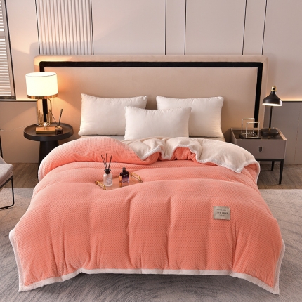 91家纺网 家纺一手货源 找家纺 法澳 2024新款牛奶绒夹棉床笠可搭配被套 粉玉