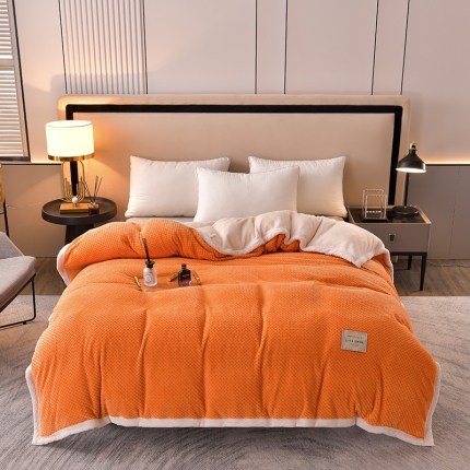 91家纺网 家纺一手货源 找家纺 法澳 2024新款牛奶绒夹棉床笠可搭配被套 橘色