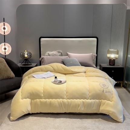 91家纺网 家纺一手货源 找家纺 （总）兄弟坊 2022新款牛奶绒纯色刺绣冬被-玫瑰系列