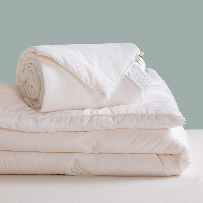 91家纺网 家纺一手货源 找家纺 薇玛仕 2023新款A类母婴抗菌绣花大豆被冬被 本白