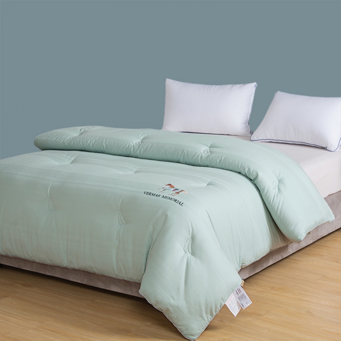 91家纺网 家纺一手货源 找家纺 薇玛仕 2023新款A类母婴抗菌绣花大豆被冬被 水蓝