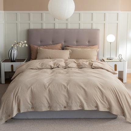 91家纺网 家纺一手货源 找家纺 华超针织 2022新款满天星提花四件套 满天星 卡其