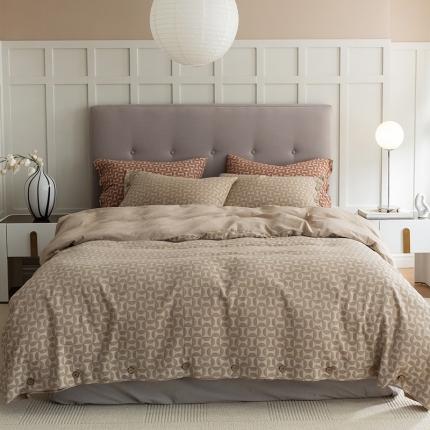 91家纺网 家纺一手货源 找家纺 华超针织 2022新款风车提花四件套 卡其风车