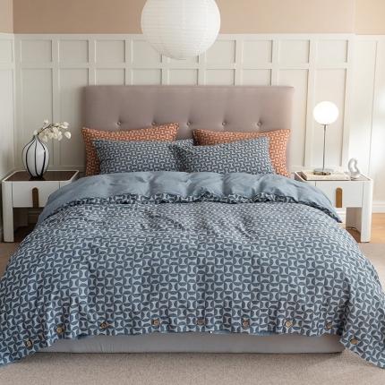 91家纺网 家纺一手货源 找家纺 华超针织 2022新款风车提花四件套 蓝色风车