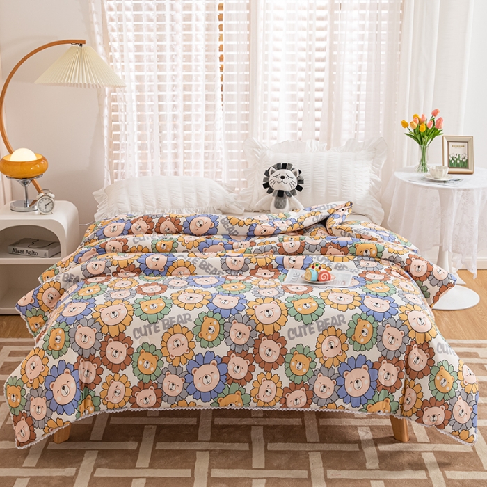 91家纺网 家纺一手货源 找家纺 芯恋 2025新款针织棉大豆被子被芯春秋加厚冬被 呆萌熊