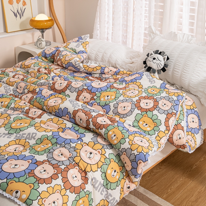 91家纺网 家纺一手货源 找家纺 芯恋 2025新款针织棉大豆被子被芯春秋加厚冬被 呆萌熊