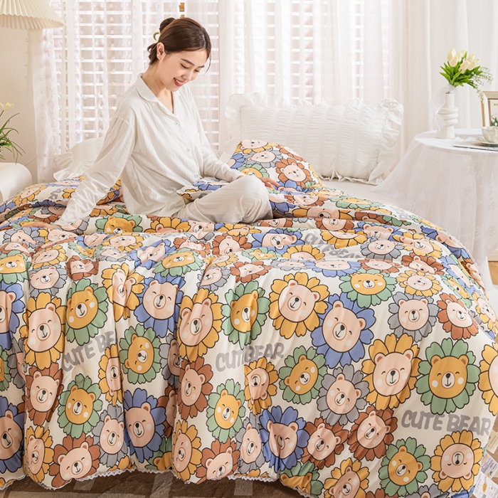 91家纺网 家纺一手货源 找家纺 芯恋 2025新款针织棉大豆被子被芯春秋加厚冬被 呆萌熊