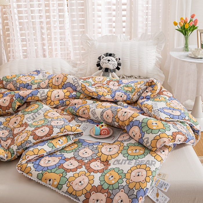 91家纺网 家纺一手货源 找家纺 芯恋 2025新款针织棉大豆被子被芯春秋加厚冬被 呆萌熊