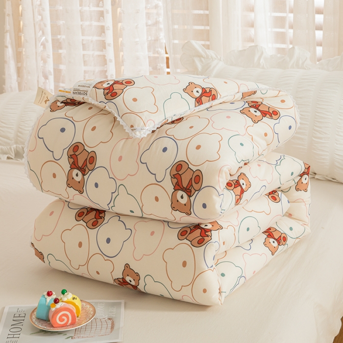 91家纺网 家纺一手货源 找家纺 芯恋 2025款针织棉大豆被子被芯春秋加厚冬被 活力小熊