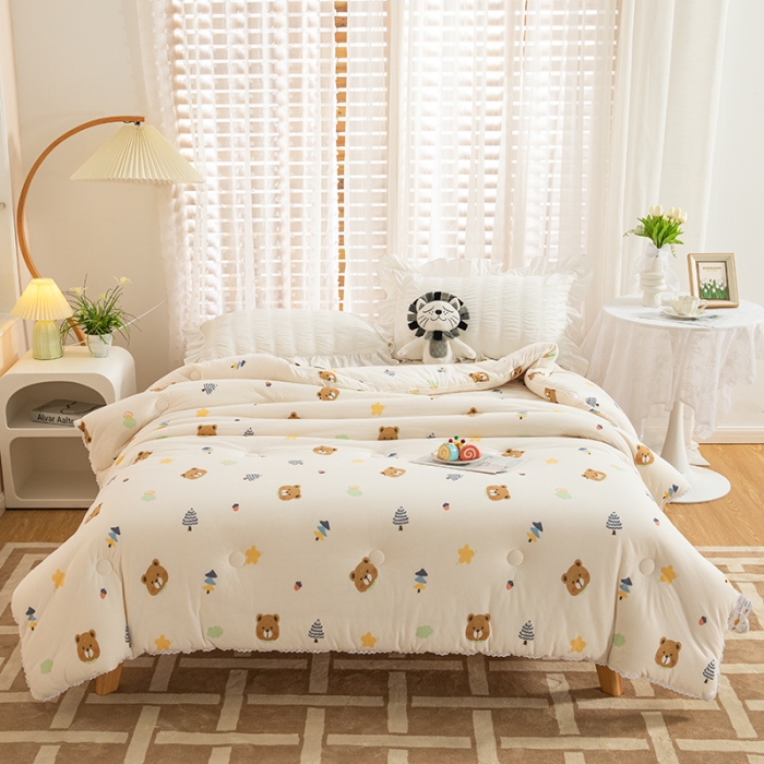 91家纺网 家纺一手货源 找家纺 芯恋 2025款针织棉大豆被子被芯春秋加厚冬被 萌熊乐园