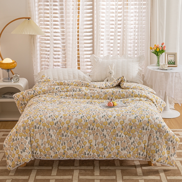 91家纺网 家纺一手货源 找家纺 芯恋 2025新款针织棉大豆被子被芯春秋加厚冬被清新花语