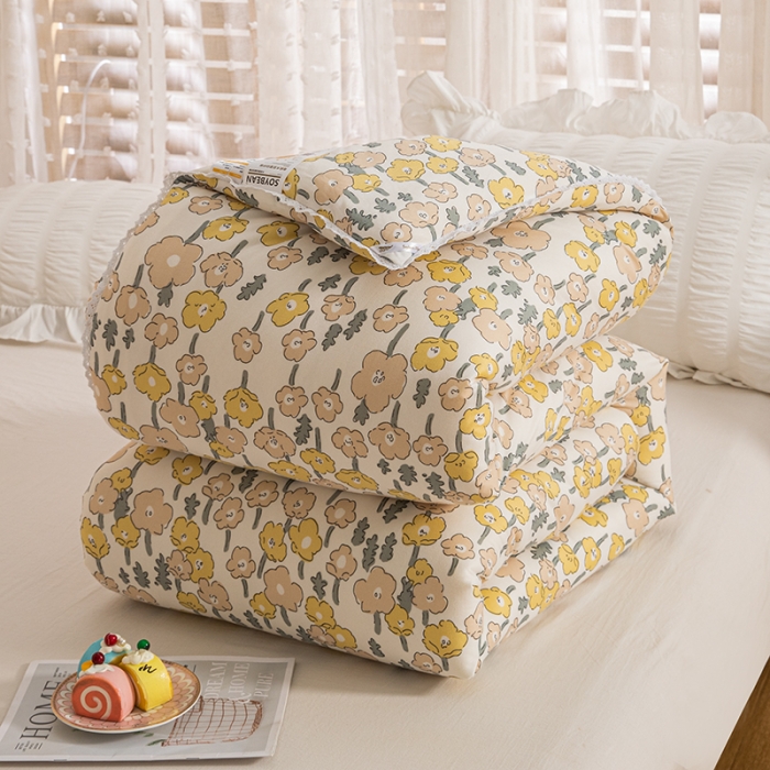 91家纺网 家纺一手货源 找家纺 芯恋 2025新款针织棉大豆被子被芯春秋加厚冬被清新花语