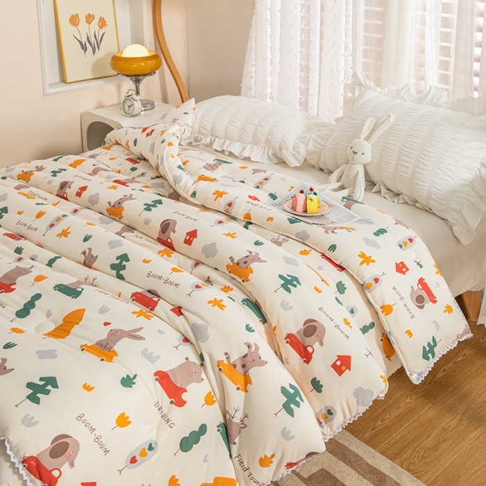 91家纺网 家纺一手货源 找家纺 芯恋 2025款针织棉大豆被子被芯春秋加厚冬被森林总动员