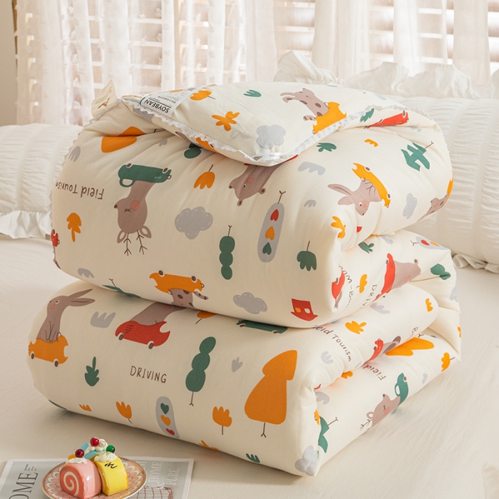 91家纺网 家纺一手货源 找家纺 芯恋 2025款针织棉大豆被子被芯春秋加厚冬被森林总动员