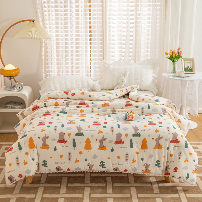 91家纺网 家纺一手货源 找家纺 芯恋 2025款针织棉大豆被子被芯春秋加厚冬被森林总动员