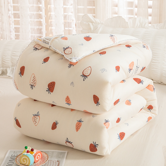 91家纺网 家纺一手货源 找家纺 芯恋 2025款针织棉大豆被子被芯春秋加厚冬被 甜心草莓