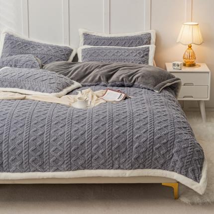 91家纺网 家纺一手货源 找家纺 潮邦2025【含买家秀】塔芙绒牛奶绒轻奢保暖四件套 塔芙蓝灰