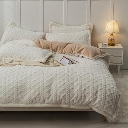 潮邦 2025【含买家秀】塔芙绒牛奶绒轻奢保暖四件套 塔芙白