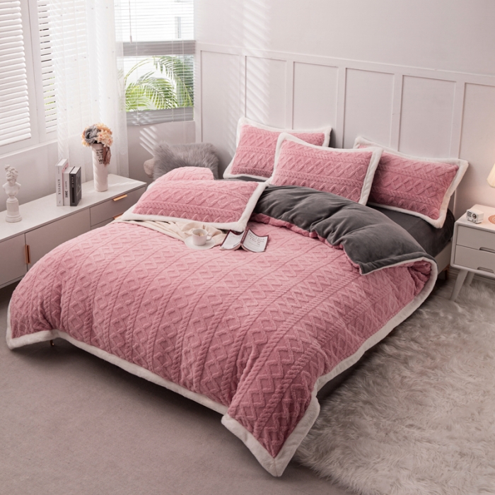 91家纺网 家纺一手货源 找家纺 潮邦 【含买家秀】塔芙绒牛奶绒轻奢保暖四件套 塔芙豆沙