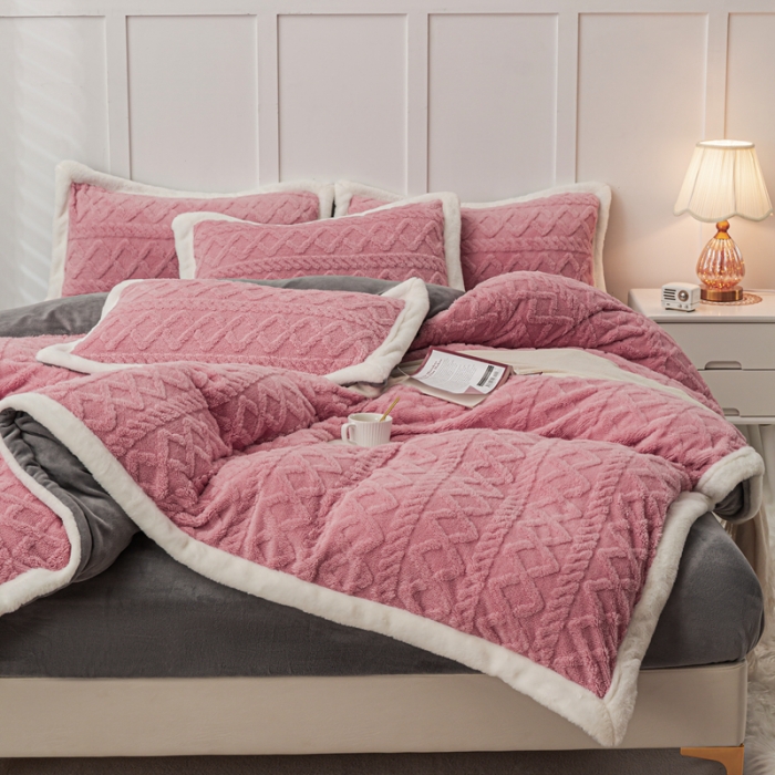 91家纺网 家纺一手货源 找家纺 潮邦 【含买家秀】塔芙绒牛奶绒轻奢保暖四件套 塔芙豆沙