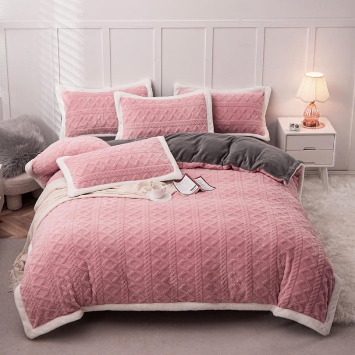 91家纺网 家纺一手货源 找家纺 潮邦 【含买家秀】塔芙绒牛奶绒轻奢保暖四件套 塔芙豆沙