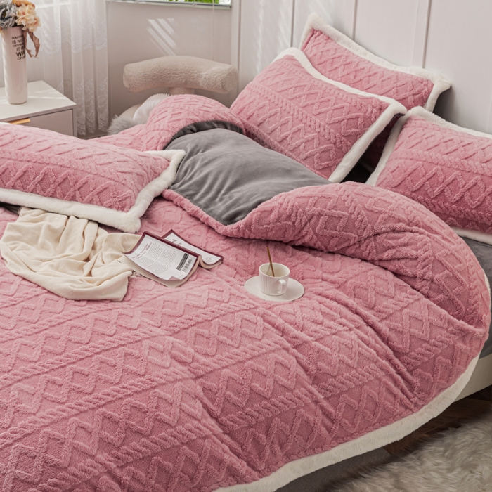 91家纺网 家纺一手货源 找家纺 潮邦 【含买家秀】塔芙绒牛奶绒轻奢保暖四件套 塔芙豆沙