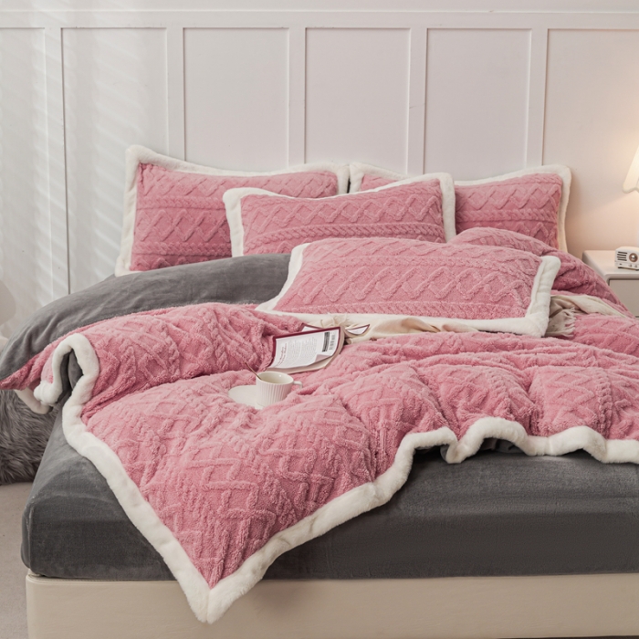 91家纺网 家纺一手货源 找家纺 潮邦 【含买家秀】塔芙绒牛奶绒轻奢保暖四件套 塔芙豆沙