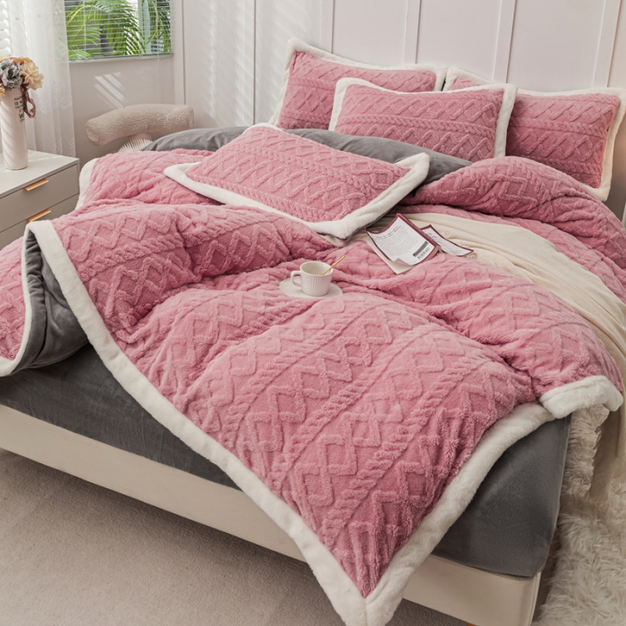 91家纺网 家纺一手货源 找家纺 潮邦 【含买家秀】塔芙绒牛奶绒轻奢保暖四件套 塔芙豆沙