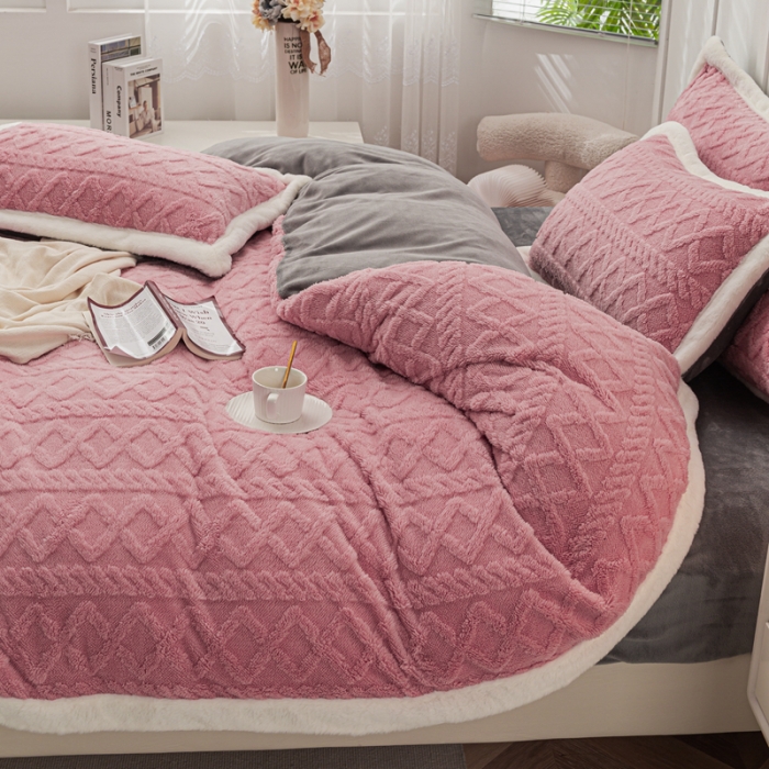 91家纺网 家纺一手货源 找家纺 潮邦 【含买家秀】塔芙绒牛奶绒轻奢保暖四件套 塔芙豆沙