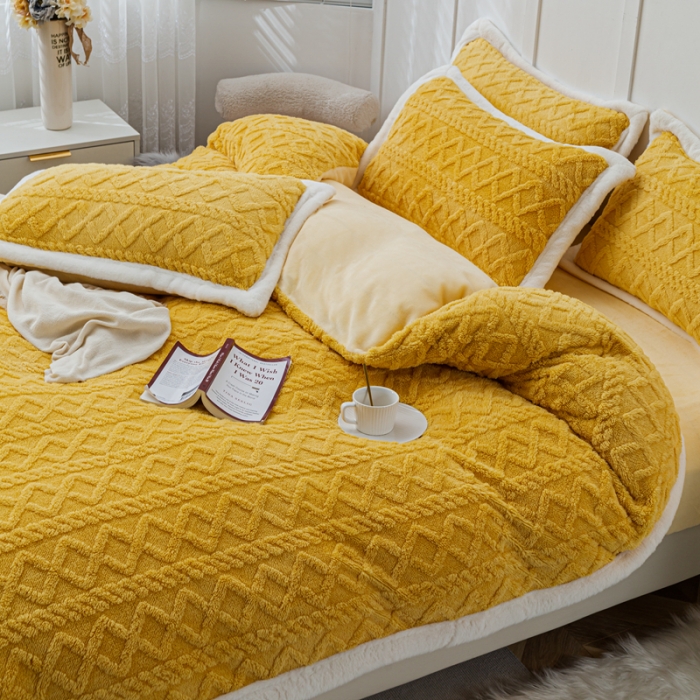 91家纺网 家纺一手货源 找家纺 潮邦 2025【含买家秀】塔芙绒牛奶绒轻奢保暖四件套 塔芙黄