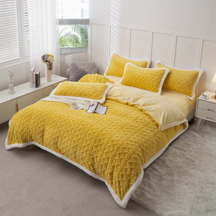 91家纺网 家纺一手货源 找家纺 潮邦 2025【含买家秀】塔芙绒牛奶绒轻奢保暖四件套 塔芙黄