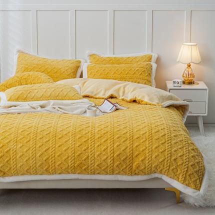 潮邦 2025【含买家秀】塔芙绒牛奶绒轻奢保暖四件套 塔芙黄