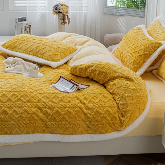 91家纺网 家纺一手货源 找家纺 潮邦 2025【含买家秀】塔芙绒牛奶绒轻奢保暖四件套 塔芙黄