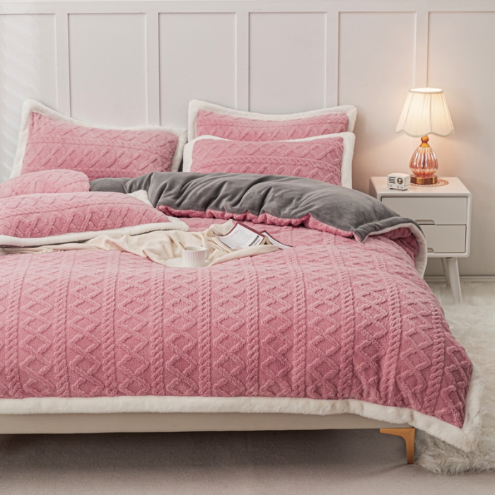 91家纺网 家纺一手货源 找家纺 潮邦 【含买家秀】塔芙绒牛奶绒轻奢保暖四件套 塔芙豆沙