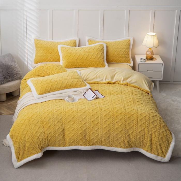 91家纺网 家纺一手货源 找家纺 潮邦 2025【含买家秀】塔芙绒牛奶绒轻奢保暖四件套 塔芙黄