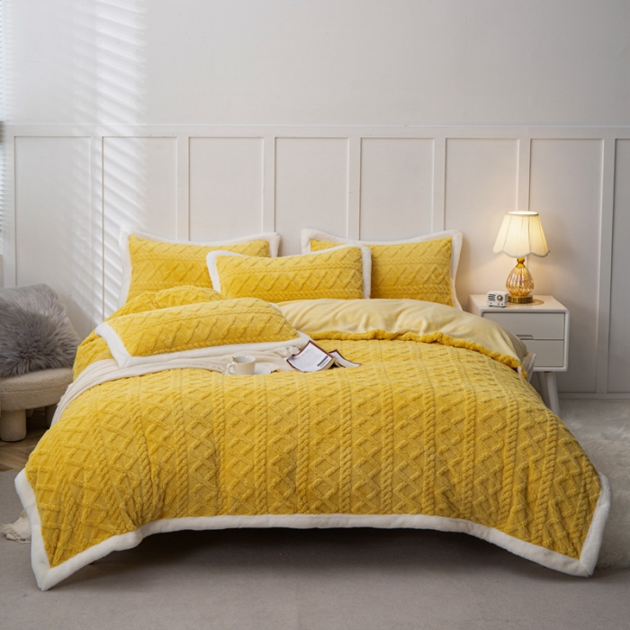 91家纺网 家纺一手货源 找家纺 潮邦 2025【含买家秀】塔芙绒牛奶绒轻奢保暖四件套 塔芙黄