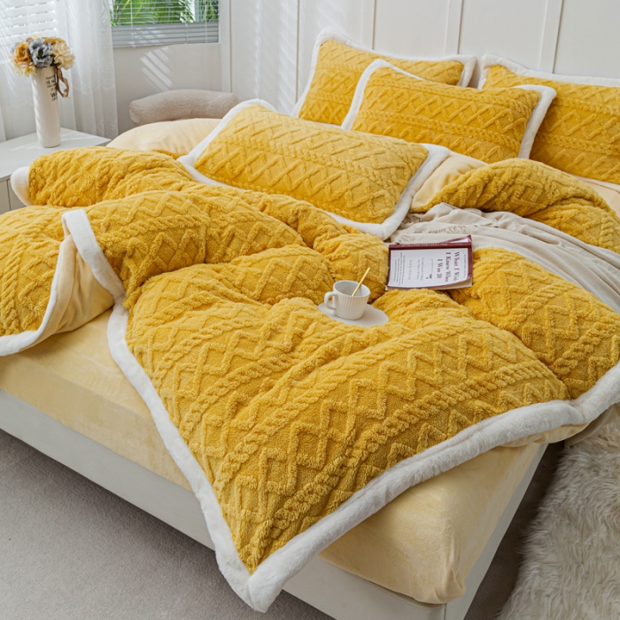 91家纺网 家纺一手货源 找家纺 潮邦 2025【含买家秀】塔芙绒牛奶绒轻奢保暖四件套 塔芙黄