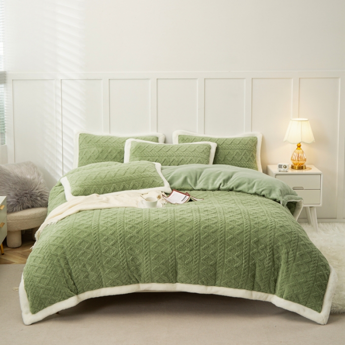 91家纺网 家纺一手货源 找家纺 潮邦 2025【含买家秀】塔芙绒牛奶绒轻奢保暖四件套 塔芙绿