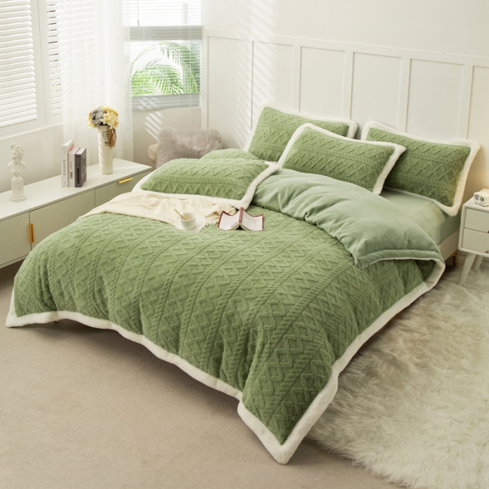 91家纺网 家纺一手货源 找家纺 潮邦 2025【含买家秀】塔芙绒牛奶绒轻奢保暖四件套 塔芙绿