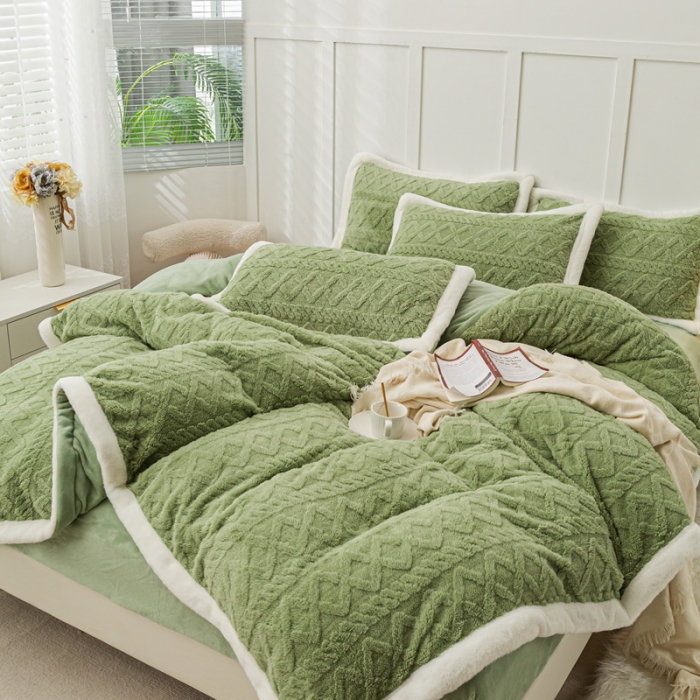 91家纺网 家纺一手货源 找家纺 潮邦 2025【含买家秀】塔芙绒牛奶绒轻奢保暖四件套 塔芙绿