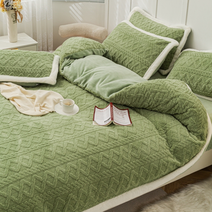 91家纺网 家纺一手货源 找家纺 潮邦 2025【含买家秀】塔芙绒牛奶绒轻奢保暖四件套 塔芙绿