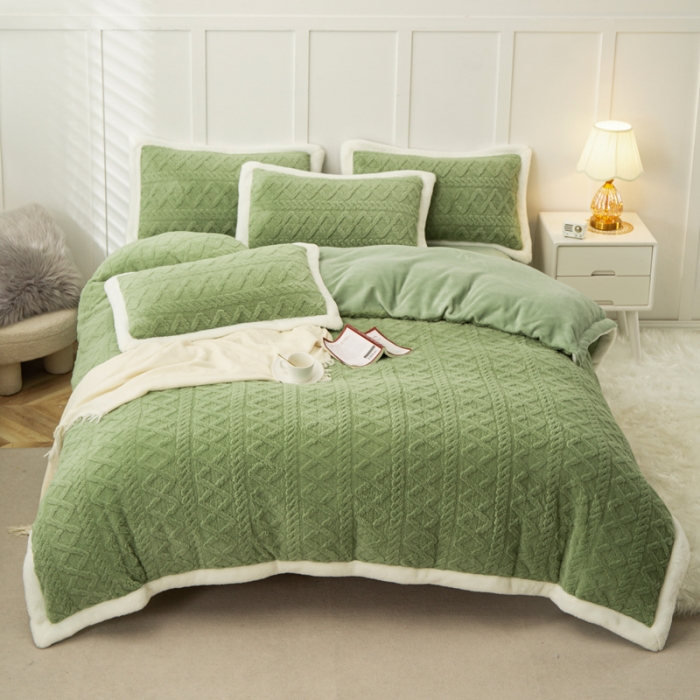 91家纺网 家纺一手货源 找家纺 潮邦 2025【含买家秀】塔芙绒牛奶绒轻奢保暖四件套 塔芙绿