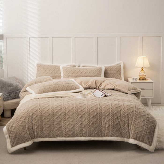 91家纺网 家纺一手货源 找家纺 潮邦2025【含买家秀】塔芙绒牛奶绒轻奢保暖四件套 塔芙浅咖