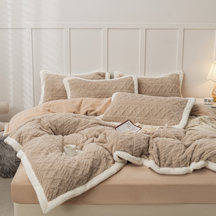 91家纺网 家纺一手货源 找家纺 潮邦2025【含买家秀】塔芙绒牛奶绒轻奢保暖四件套 塔芙浅咖